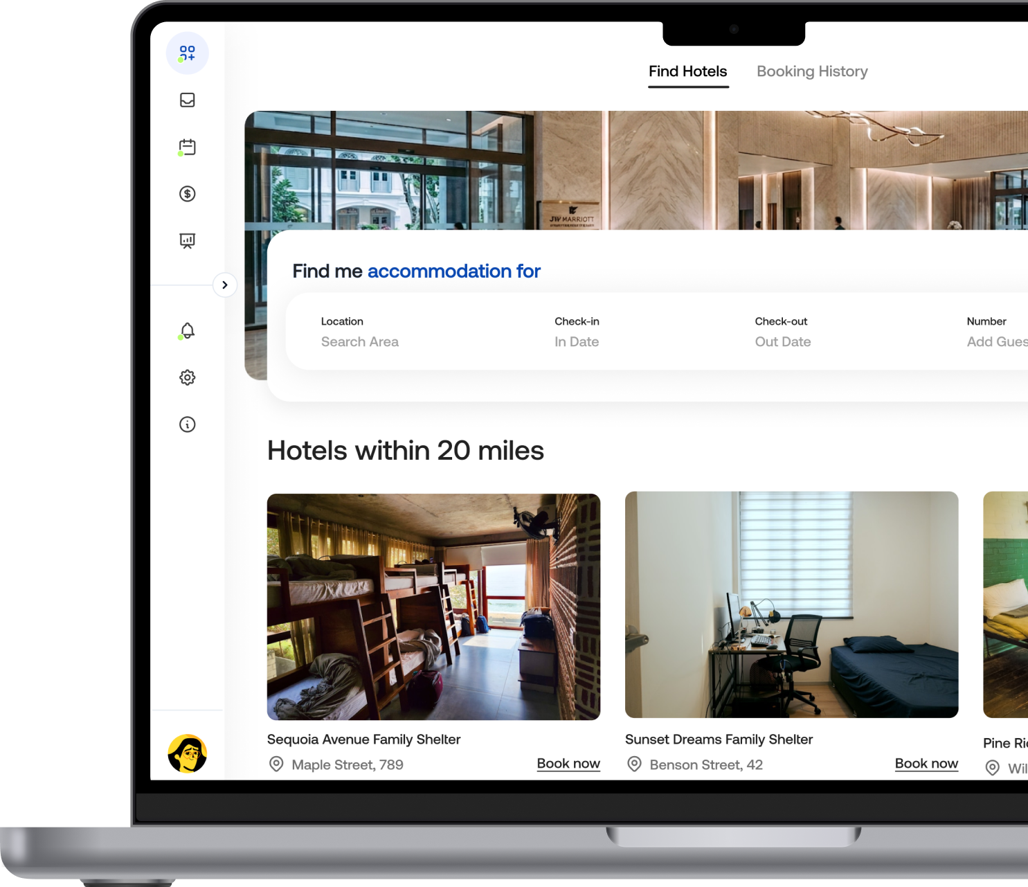 Hotels booking dashboard built by MTechZilla